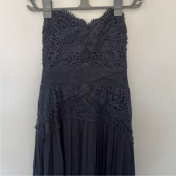 Free People | Monarch Sheer Lace Embroidered Crocheted Open Back Strapless Dress - Picture 6 of 8